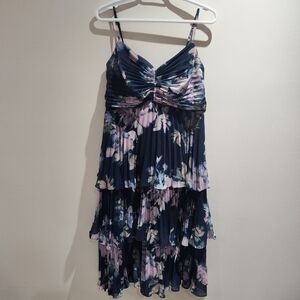 Le Chateau Navy Floral High Low Dress